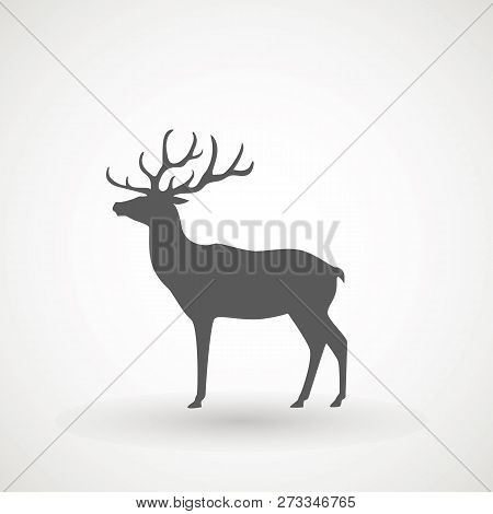Deer Running Silhouette , Reinder Icon Design For Xmas Cards, Banners And Flyers, Vector Illustratio