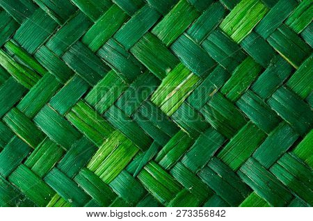 Green Vimini Bamboo Weaving Texture Background Pattern