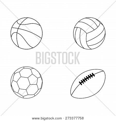 Set Of Sport Ball Vector Collection Isoated On White Background. Vector Illustration. American Footb