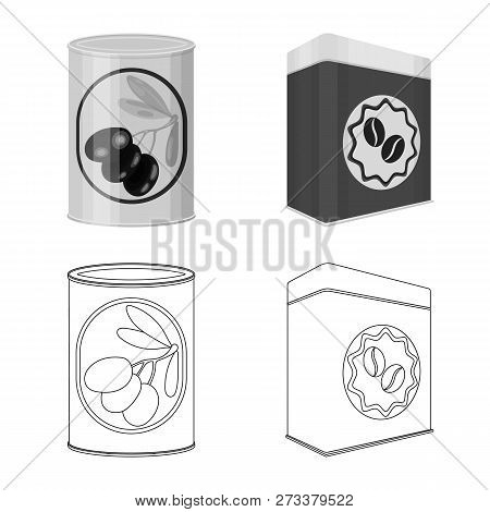 Isolated Object Of Can And Food Icon. Collection Of Can And Package Stock Vector Illustration.