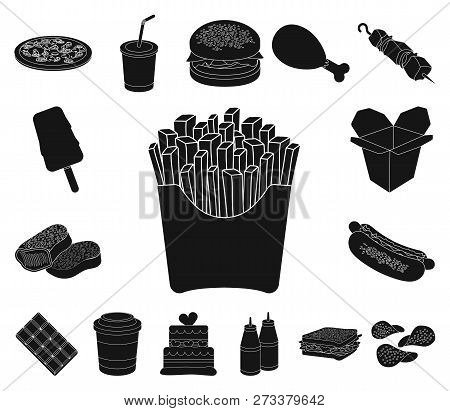 Fast Food Black Icons In Set Collection For Design.food From Semi-finished Products Vector Symbol St