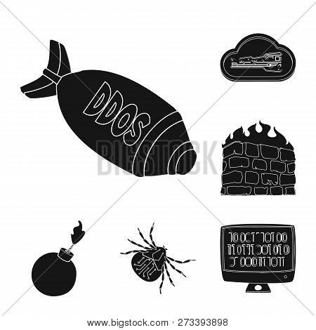 Isolated Object Of Virus And Secure Icon. Set Of Virus And Cyber Vector Icon For Stock.