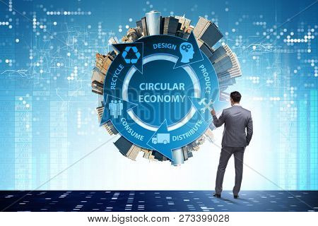 Concept of circular economy with businessman