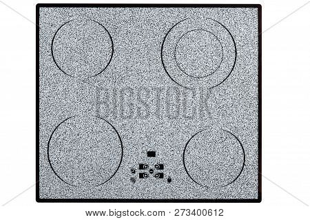 Electric Hob With Ceramic Surface And Touch Control Panel Isolated On White.