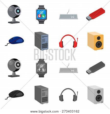 Vector Illustration Of Laptop And Device Icon. Set Of Laptop And Server Stock Vector Illustration.