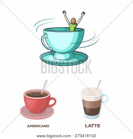 Vector Illustration Of Cup And Coffe Sign. Set Of Cup And Top  Stock Vector Illustration.