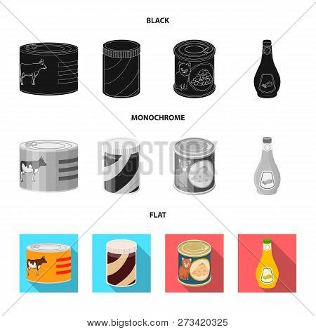 Vector Illustration Of Can And Food Logo. Set Of Can And Package Stock Vector Illustration.