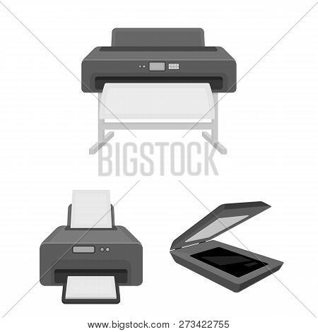 Vector Illustration Of Printer And Plotter Symbol. Collection Of Printer And Machine Stock Vector Il