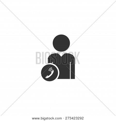 Call To User. Black Icon Flat On White Background