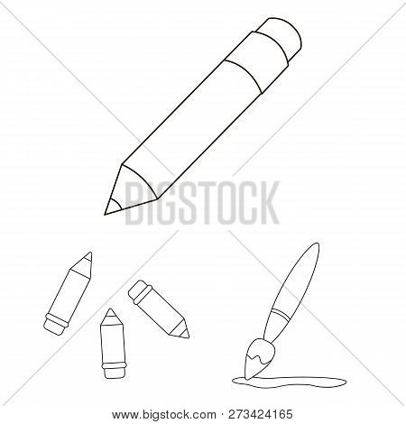 Isolated Object Of Pencil And Sharpen Symbol. Set Of Pencil And Color Vector Icon For Stock.
