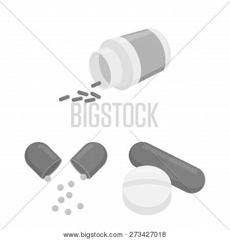 Vector Design Of Pill And Medicine Logo. Set Of Pill And Vitamin Vector Icon For Stock.