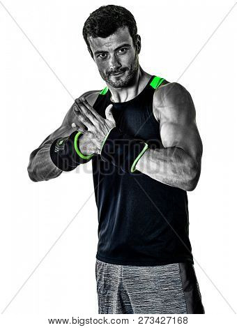 fitness man cardio boxing exercises isolated