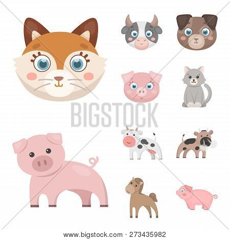 Vector Illustration Of Animal And Habitat Logo. Set Of Animal And Farm Stock Symbol For Web.