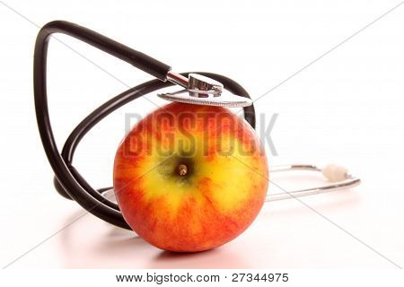 Apfel unter Untersuchung