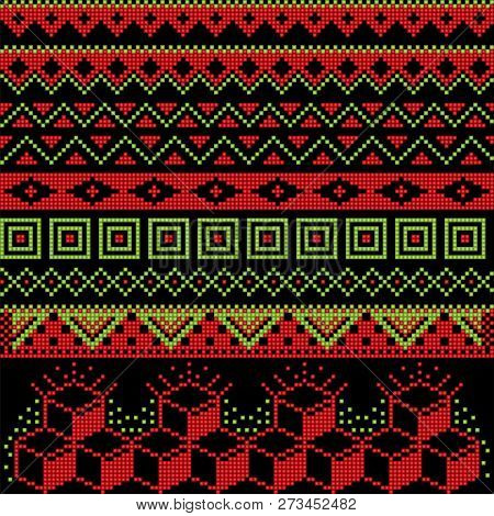 Geometrical Seamless Pattern Background, Vector Illustration Isolated On Black