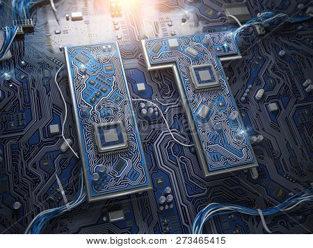 Information Technology IT text in form of computer chips with CPU. 3d illustration
