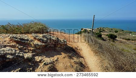 Wild Shore Line At Nazare Village In Portugal