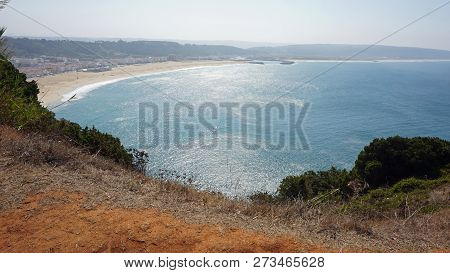 Bay Of Nazare Village At Portuguese Coast