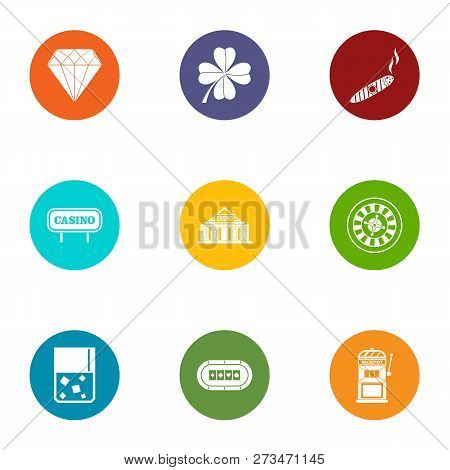 Gambling Establishment Icons Set. Flat Set Of 9 Gambling Establishment Icons For Web Isolated On Whi