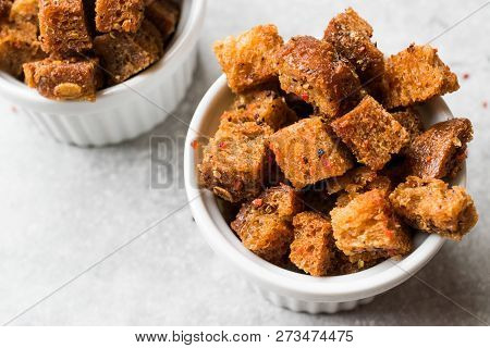 Stack Of Crispy Rye Crouton Bread Biscuits