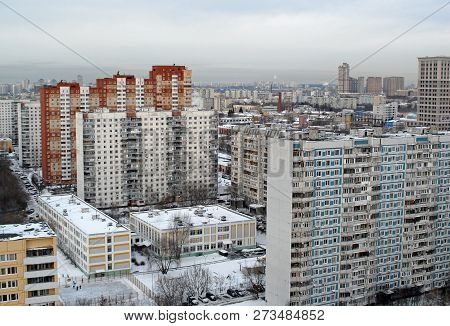 View Of Residential Buildings In The Micro District Horoshevo-mnevniki In Moscow