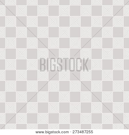 Subtle Vector Checkered Geometric Seamless Pattern. Abstract White And Gray Texture With Small Stagg