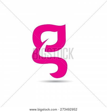 Pink G Letter Logo. Letter G With Leaf Shape For Salon , Boutique Or Spa, Eps 08, Eps 10