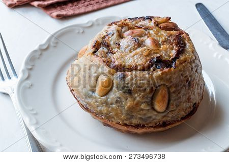 Turkish Perde Pilavi / Drape Pilaf With Chicken, Almond And Raisin / Pilav