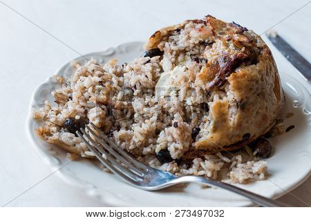 Turkish Perde Pilavi / Drape Pilaf With Chicken, Almond And Raisin / Pilav