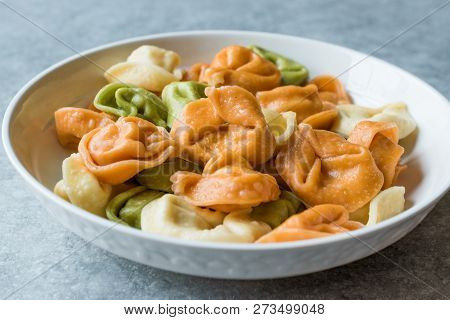 Tri Colored Tortellini Pasta / Multicolor Or Colorful