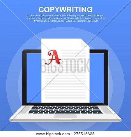 Concept For Copywriting, Content Development, Freelance, Blog Post. Vector Stock Illustration.