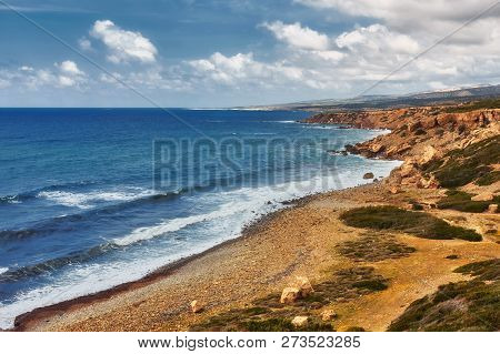 A Rocky Shore On Akamas Peninsula In Cyprus