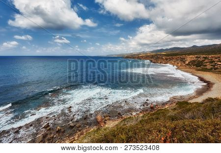 A Rocky Shore On Akamas Peninsula In Cyprus