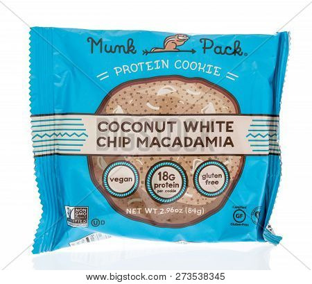 Winneconne, Wi - 8 December 2018: A Package Of Munk Pack Protein Cookie In Coconut White Chip Macada