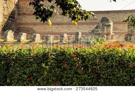 The Ancient City Walls Of Constantinople In Istanbul, Turkey