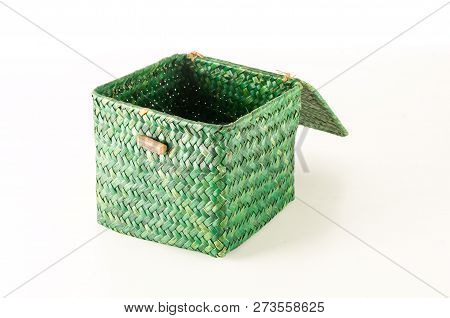 Vimini Wicker Boxes Isolated On White Background