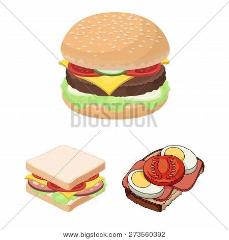 Vector Design Of Sandwich And Wrap Icon. Collection Of Sandwich And Lunch Stock Vector Illustration.