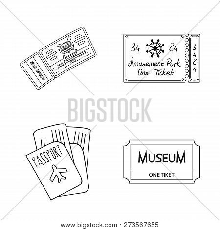 Vector Illustration Of Ticket And Movie Symbol. Set Of Ticket And Concert Stock Vector Illustration.