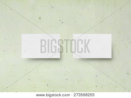 Business Card Mock-up Template Japanese Green Textured Paper Background