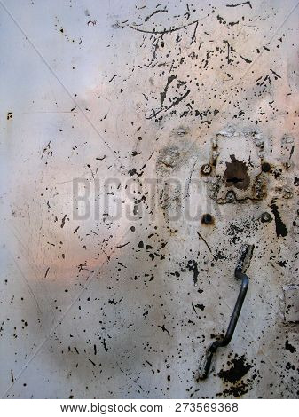 Grunge Texture Metal Door Background. Photo For Background Teamplate Design.