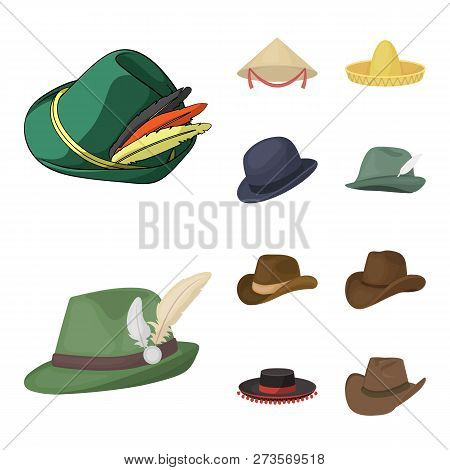 Isolated Object Of Hat And Cap Icon. Set Of Hat And Model Vector Icon For Stock.