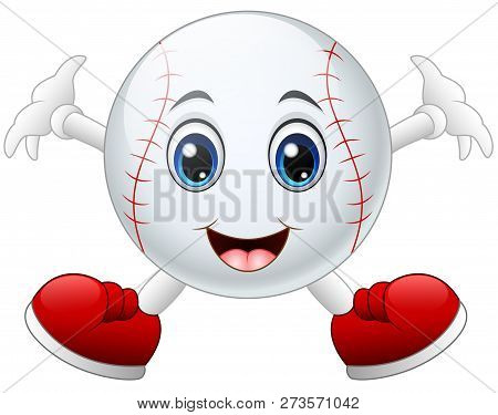 Cartoo A Cute Happy Baseball Cartoon Smiling