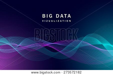 Visualization Big Data Banner. Realistic Illustration Of Visualization Big Data Banner For Web Desig