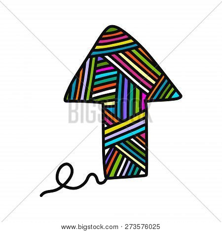 Knitted Arrow Yarn Wool Hand Drawn Illustration For Prints Posters T Shirts Background Knitting Cour