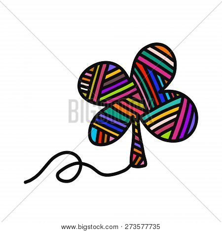 Knitted Clover Yarn Wool Hand Drawn Illustration For Prints Posters T Shirts Background Knitting Cou
