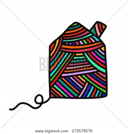 Knitted House Yarn Wool Hand Drawn Illustration For Prints Posters T Shirts Background Knitting Cour