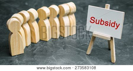 The Queue Of People To Receive Subsidies From The State. Financial Aid, Support To The Population. C
