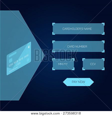 Credit Card Checkout Web Form Head-up Display Style, Hud Interface