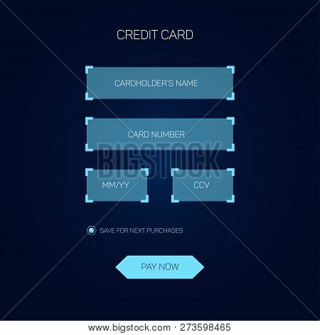 Credit Card Checkout Web Form Head-up Display Style, Hud Interface