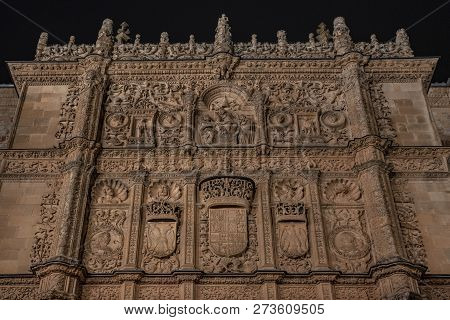Detail On The Facade Of The University Of Salamanca